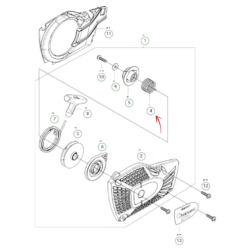 MOLLA PULEGGIA AVVIAMENTO MOTOSEGA HUSQVARNA T525 E ZENOAH GZ2700 T