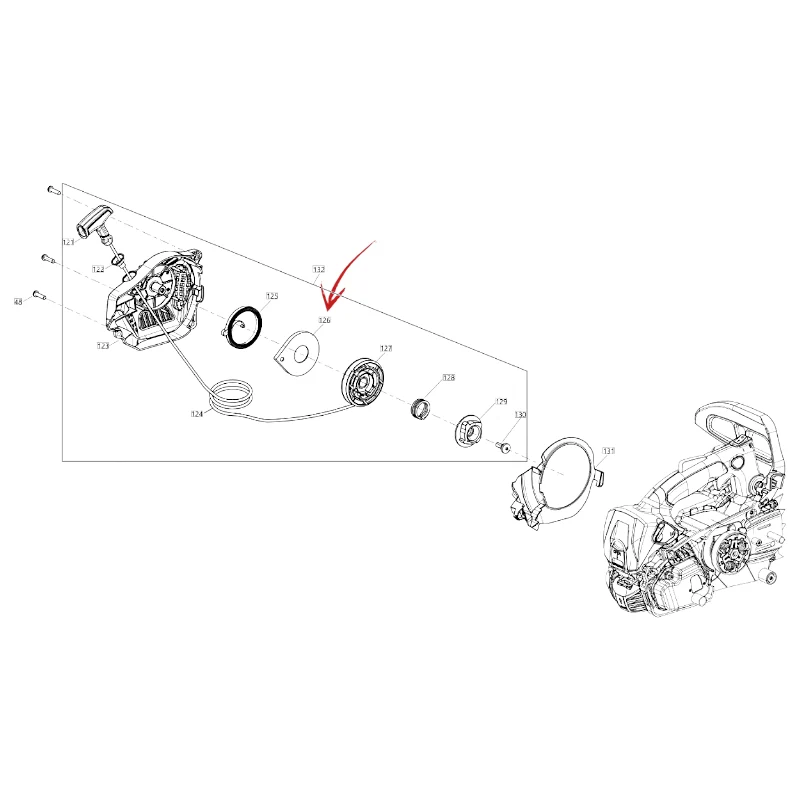COPERCHIO MOLLA AVVIAMENTO MOTOSEGA BLUE BIRD CSP 270 TC E CSP 270 T