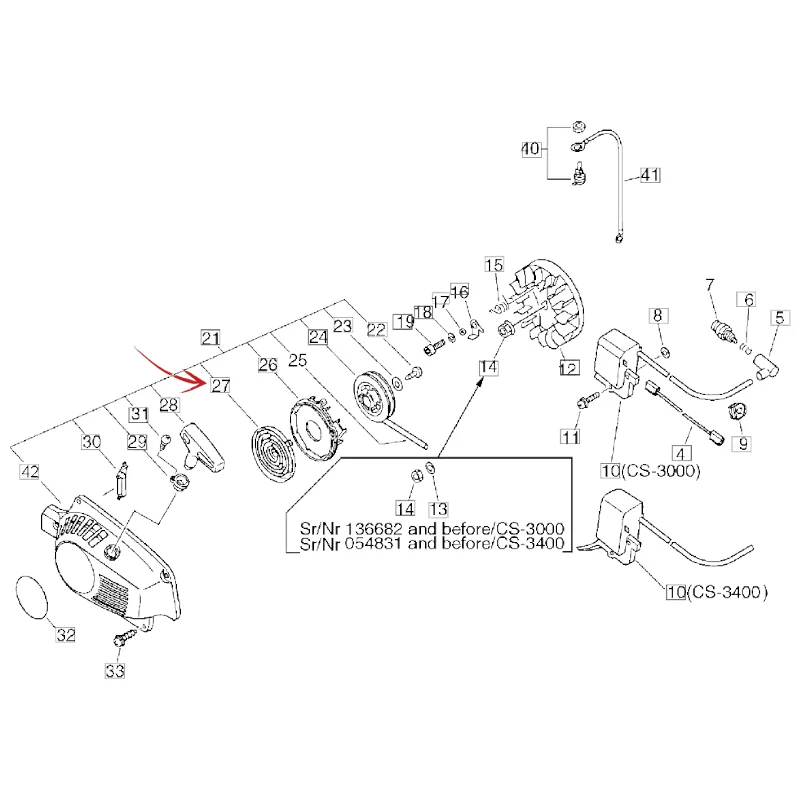 MOLLA AVVIAMENTO MOTOSEGA ECHO CS 3000-3050-3400 E ALTRI MODELLI