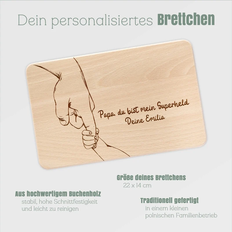 Frühstücksbrett Holz - Papa mein Superheld