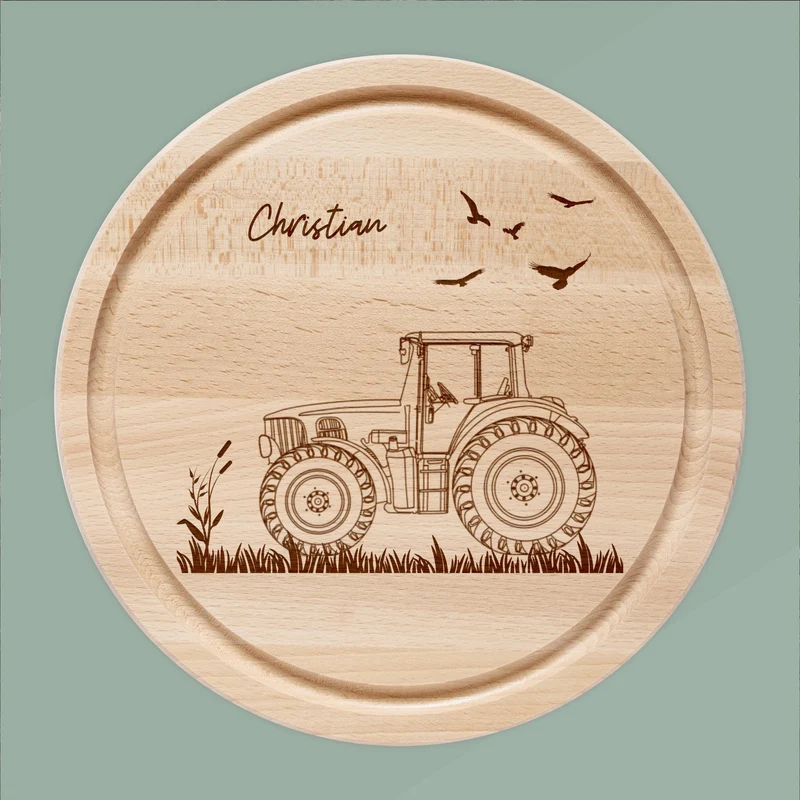 Rundes Holzbrett - Traktor