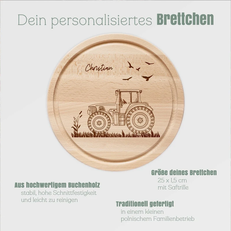 Rundes Holzbrett - Traktor