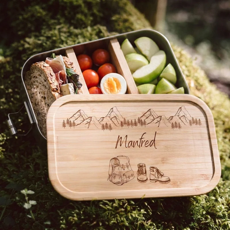 Brotdose Edelstahl personalisiert - Wanderausrüstung Berge