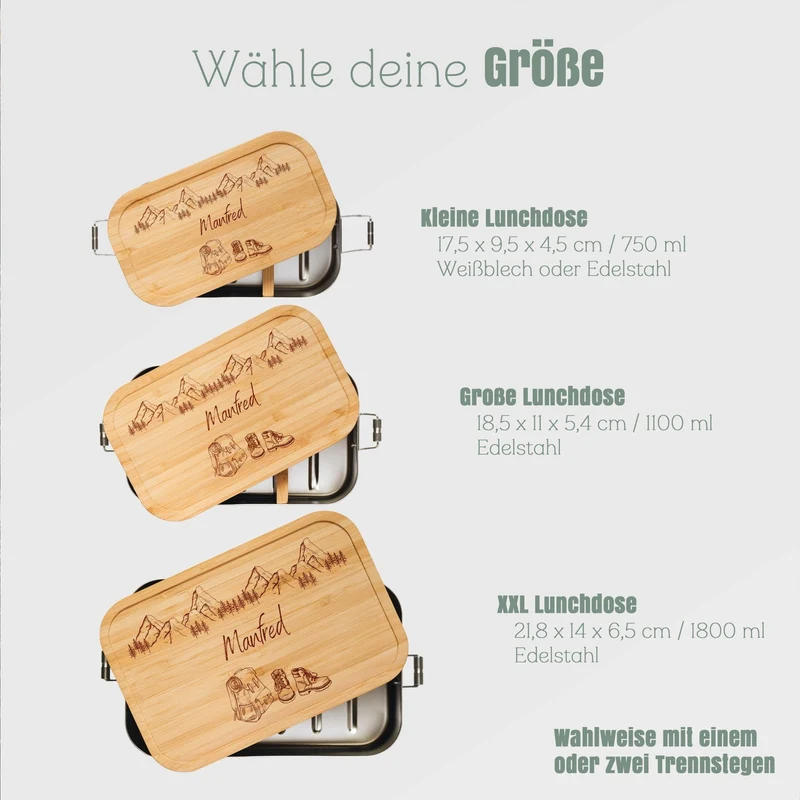 Brotdose Edelstahl personalisiert - Wanderausrüstung Berge