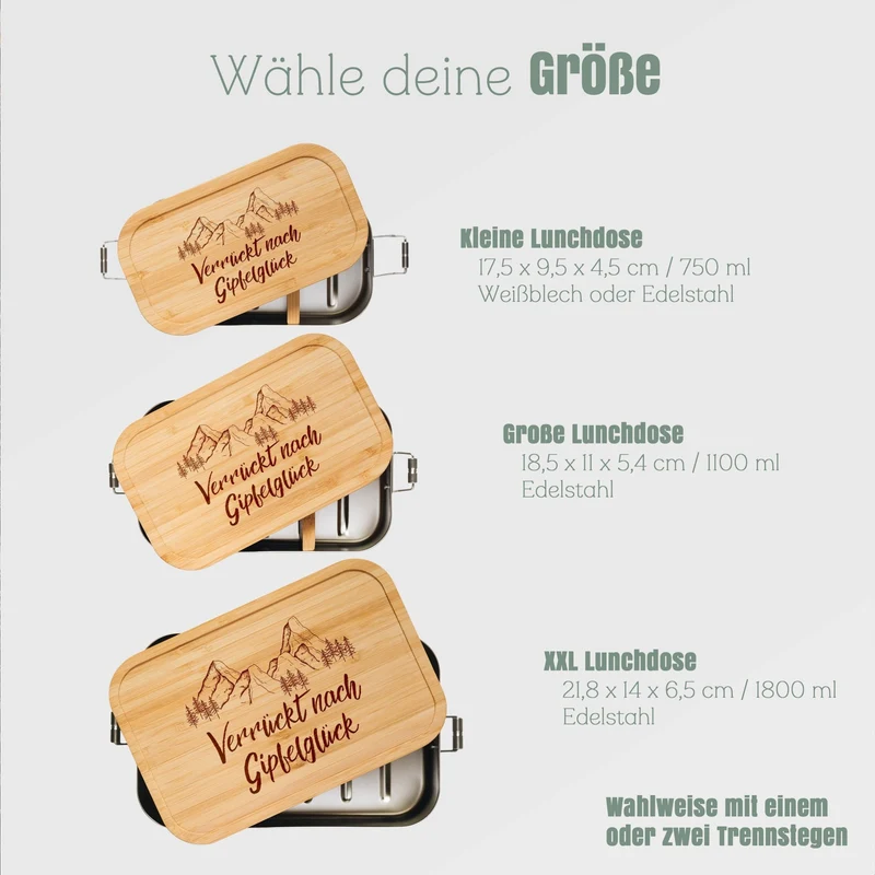 Brotdose Edelstahl - Verrückt nach Gipfelglück