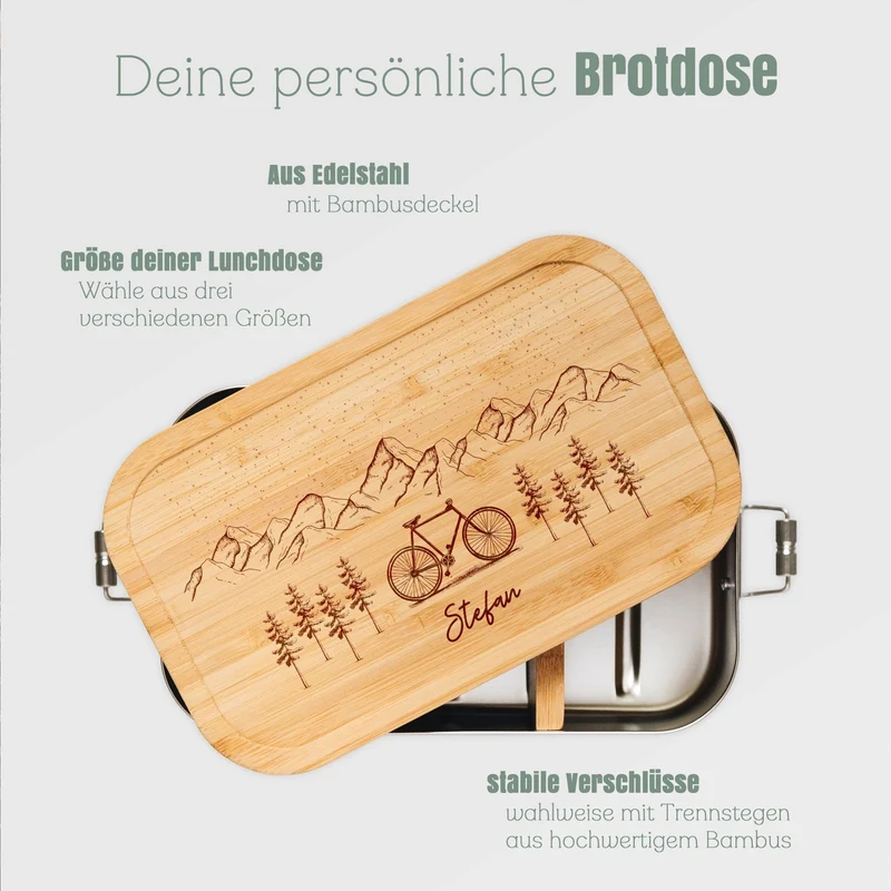Brotdose Edelstahl - Fahrrad Berge