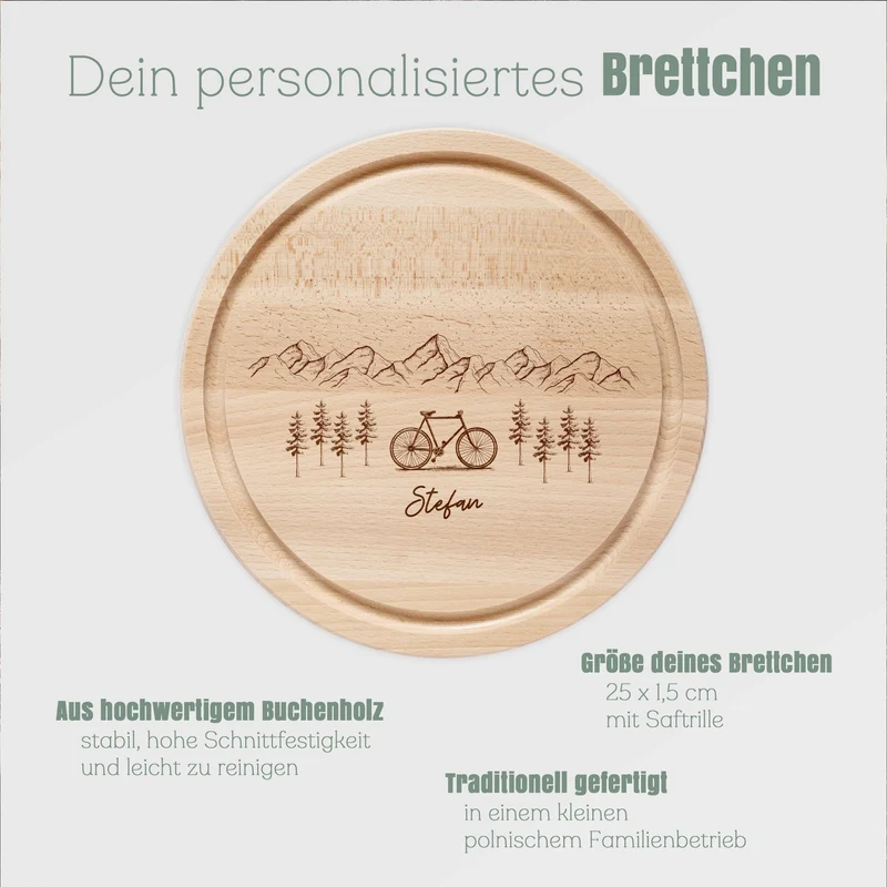 Rundes Holzbrett - Fahrrad Berge