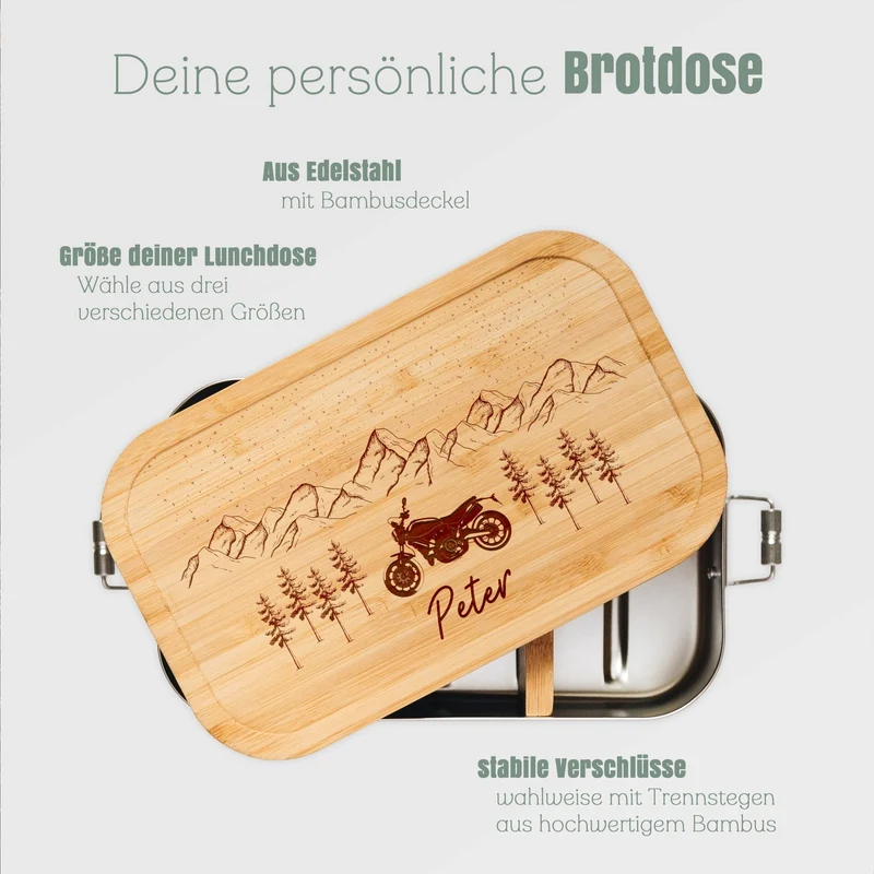 Brotdose Edelstahl - Motorrad Berge