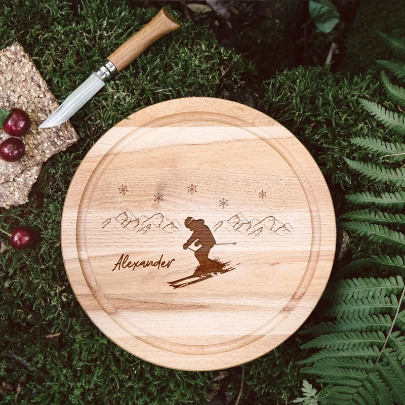 Rundes Holzbrett - Ski