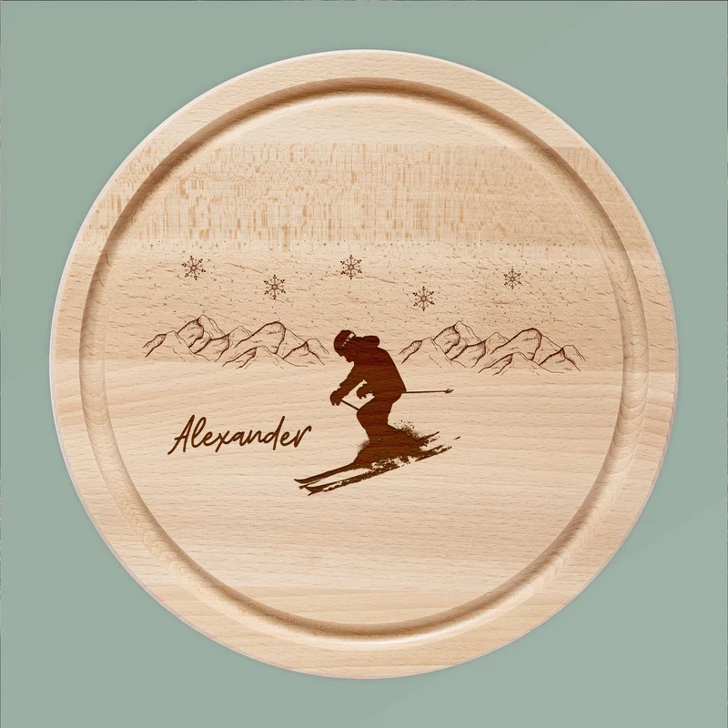 Rundes Holzbrett - Ski