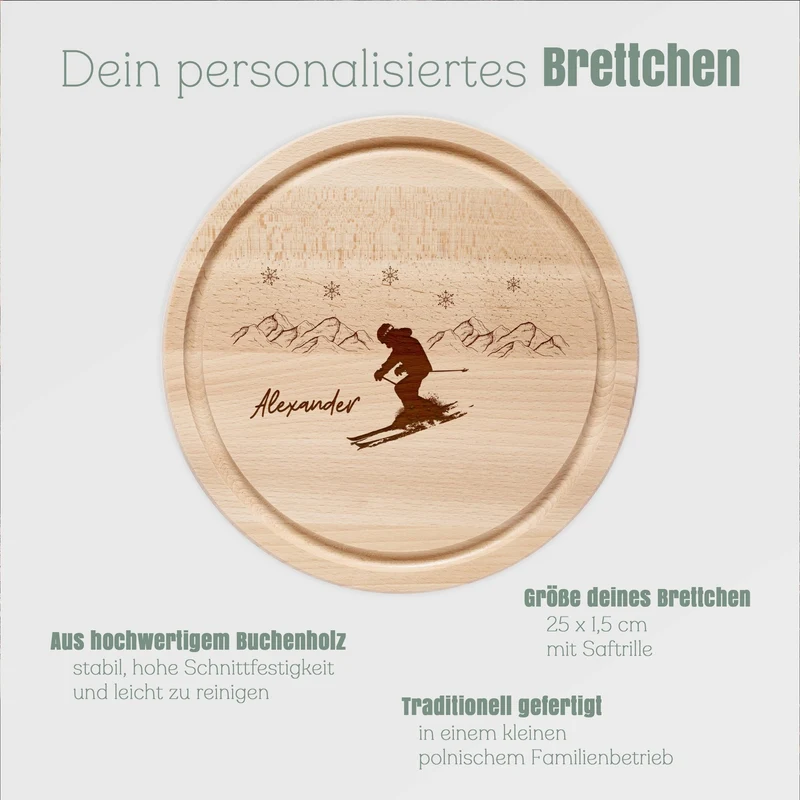 Rundes Holzbrett - Ski