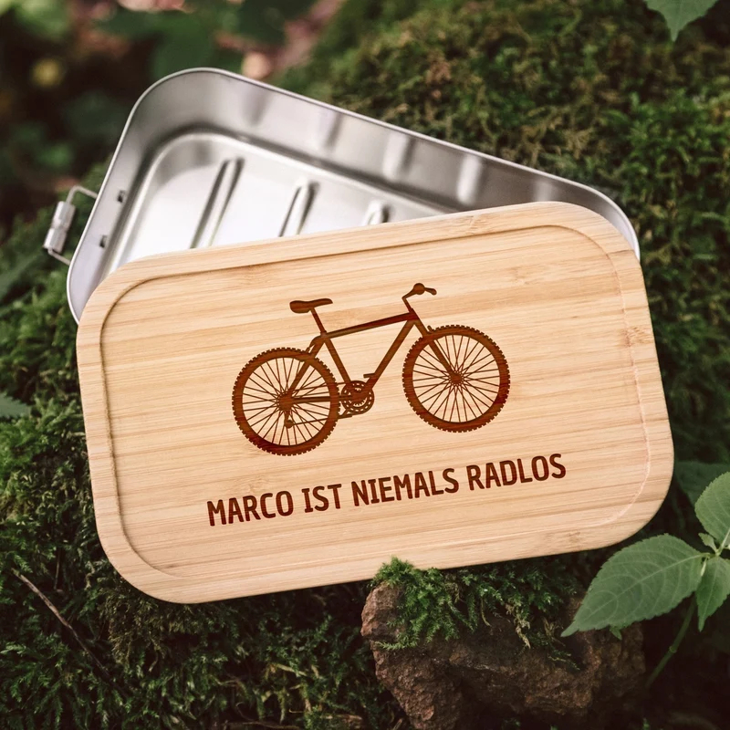 Brotdose Edelstahl personalisiert - Niemals radlos