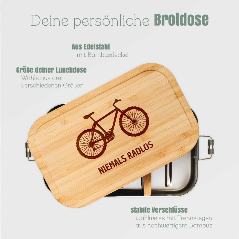 Brotdose Edelstahl personalisiert - Niemals radlos