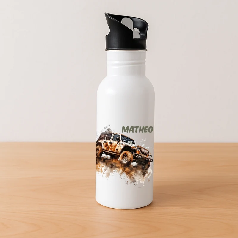 Kinder Trinkflasche Auto Motive mit Wunschnamen