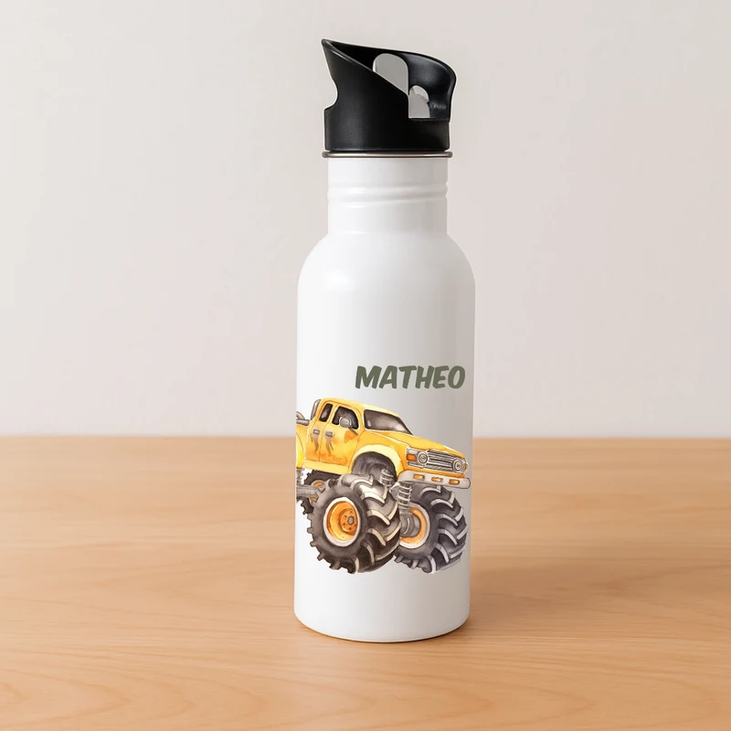 Kinder Trinkflasche Auto Motive mit Wunschnamen