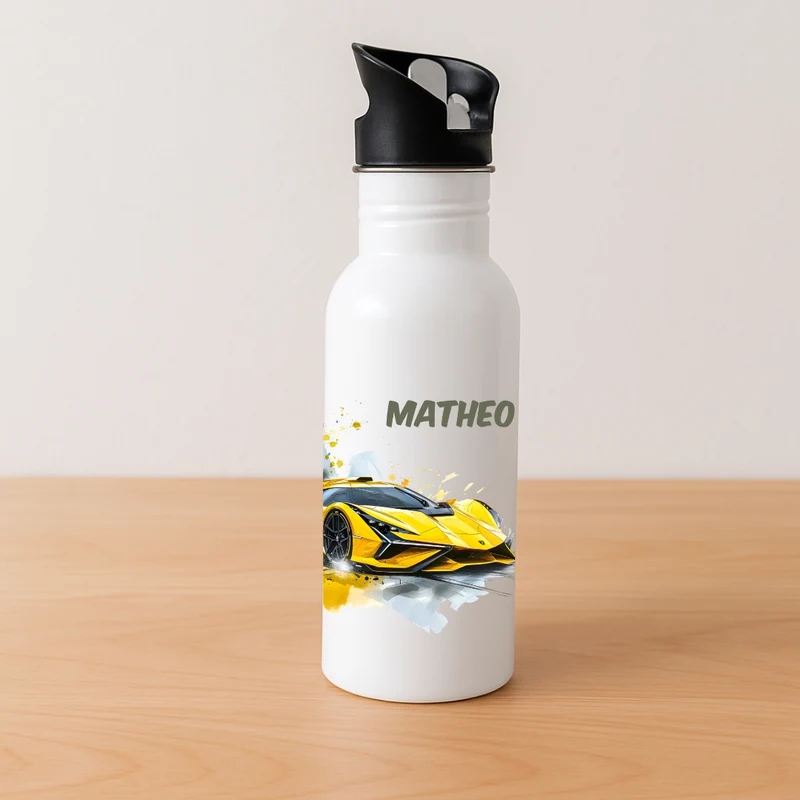 Kinder Trinkflasche Auto Motive mit Wunschnamen
