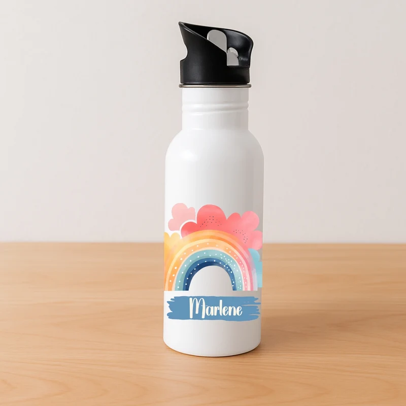 Personalisierte Kinder Trinkflasche Regenbogen