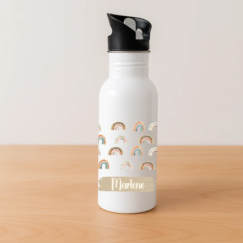 Personalisierte Kinder Trinkflasche Regenbogen