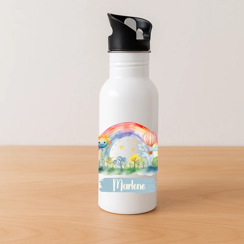 Personalisierte Kinder Trinkflasche Regenbogen