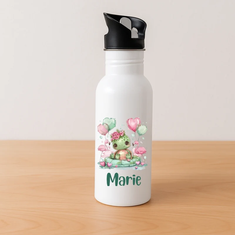 Personalisierte Kinder Trinkflasche Tierchen mit Luftballon
