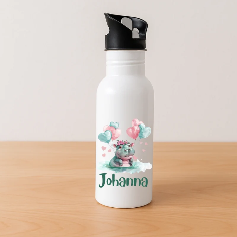 Personalisierte Kinder Trinkflasche Tierchen mit Luftballon