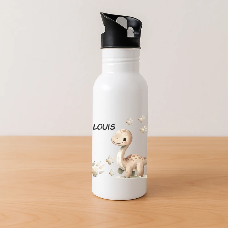 Kinder Trinkflasche mit Dino Motiven und Namen