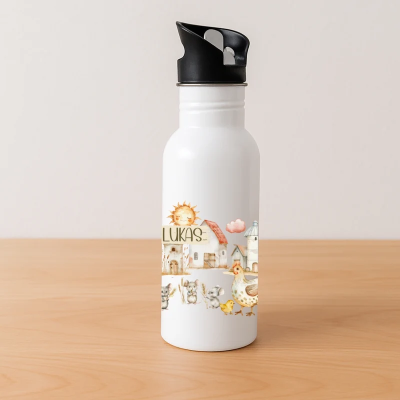 Personalisierte Kinder Trinkflasche – Bauernhof-Motive
