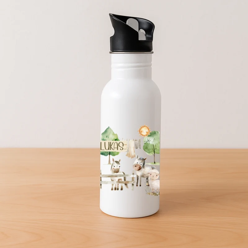 Personalisierte Kinder Trinkflasche – Bauernhof-Motive
