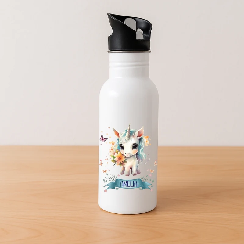 Kinder Trinkflasche Einhorn Motive mit Namen