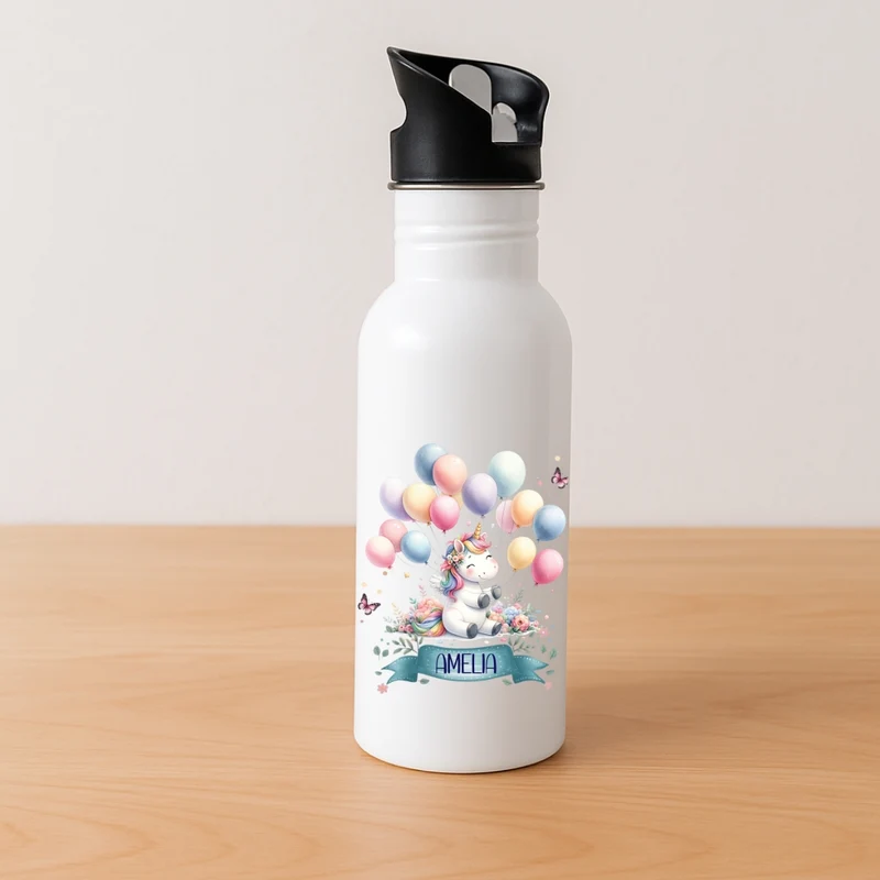 Kinder Trinkflasche Einhorn Motive mit Namen