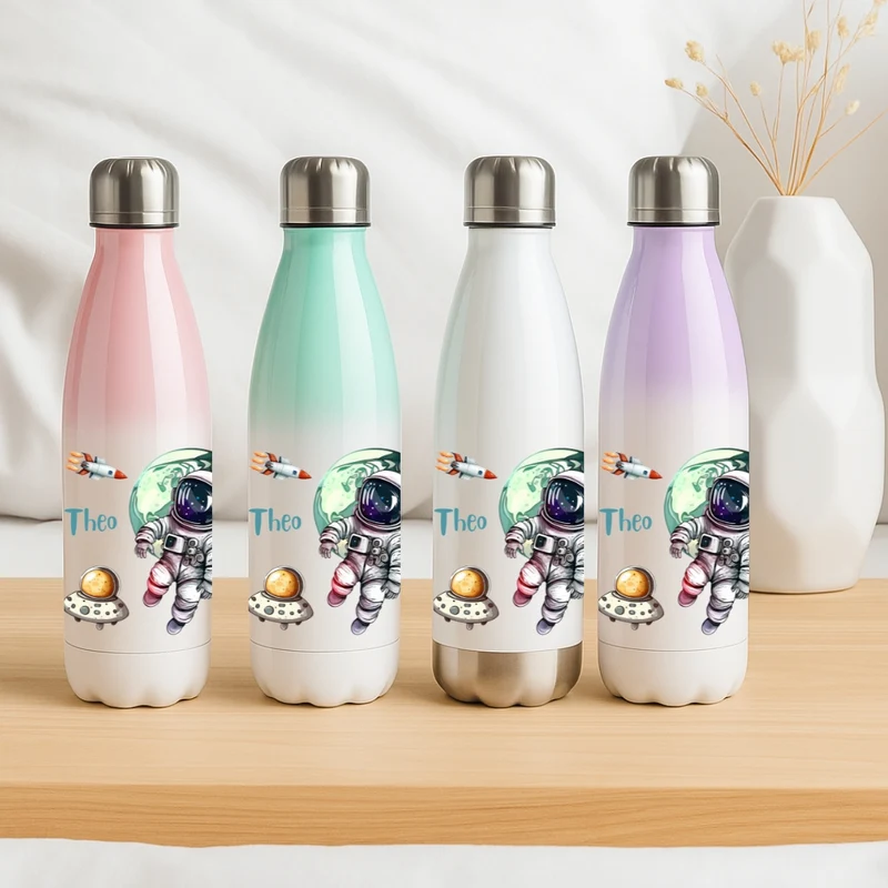 Kinder Trinkflasche mit Namen – Weltall Motiv
