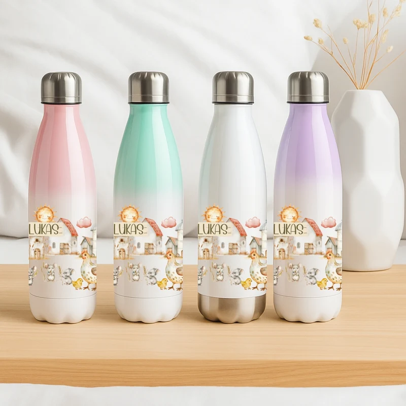 Personalisierte Trinkflasche für Kinder – Bauernhof Motive