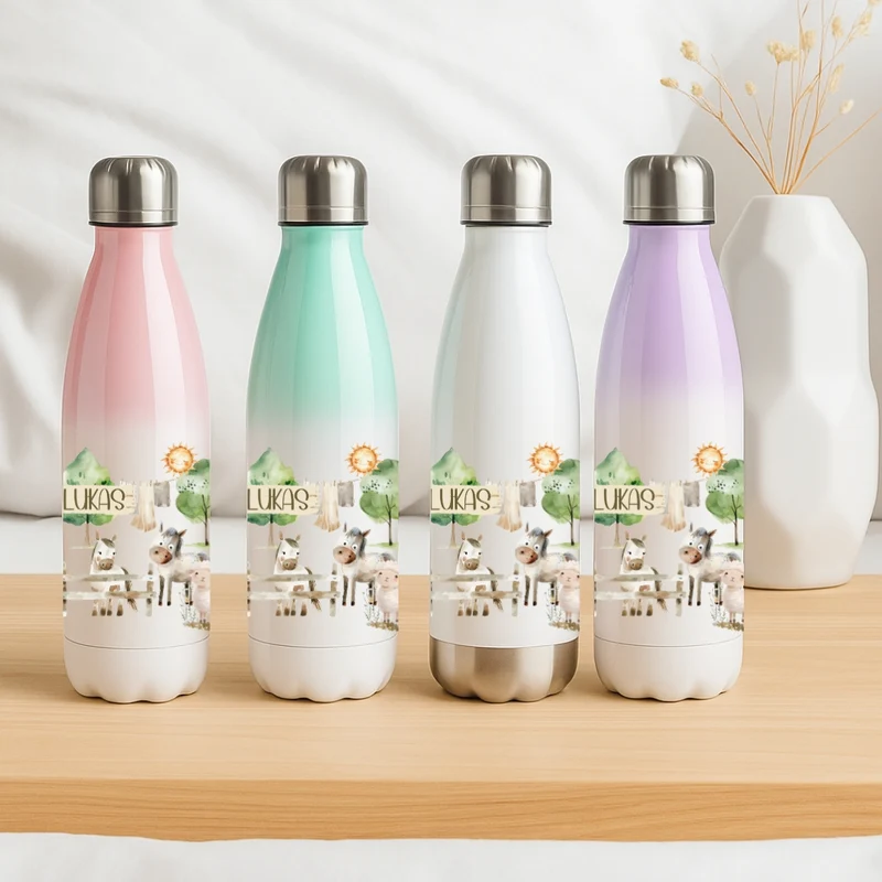 Personalisierte Trinkflasche für Kinder – Bauernhof Motive