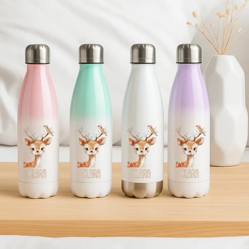 Kinderflasche mit Namen und Tiermotiven