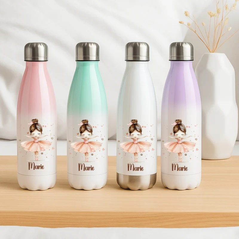 Thermo Trinkflasche 500 ml für Kinder – Ballerina Motiv, Edelstahl & Auslaufsicher