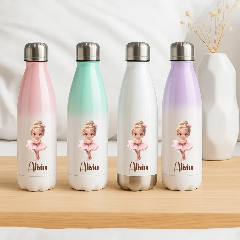 Thermo Trinkflasche 500 ml für Kinder – Ballerina Motiv, Edelstahl & Auslaufsicher