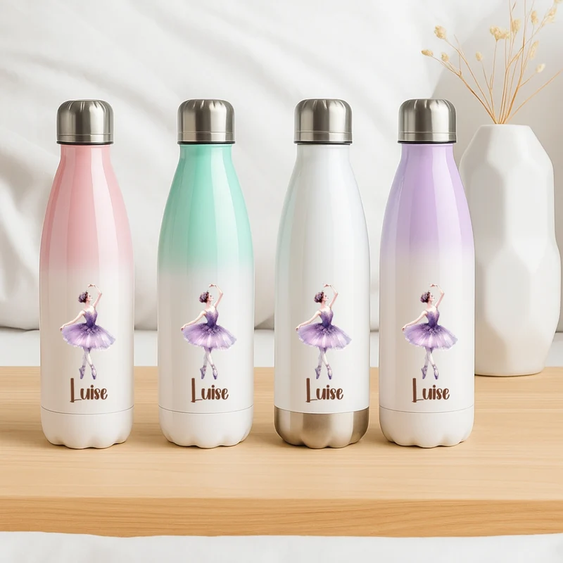 Thermo Trinkflasche 500 ml für Kinder – Ballerina Motiv, Edelstahl & Auslaufsicher