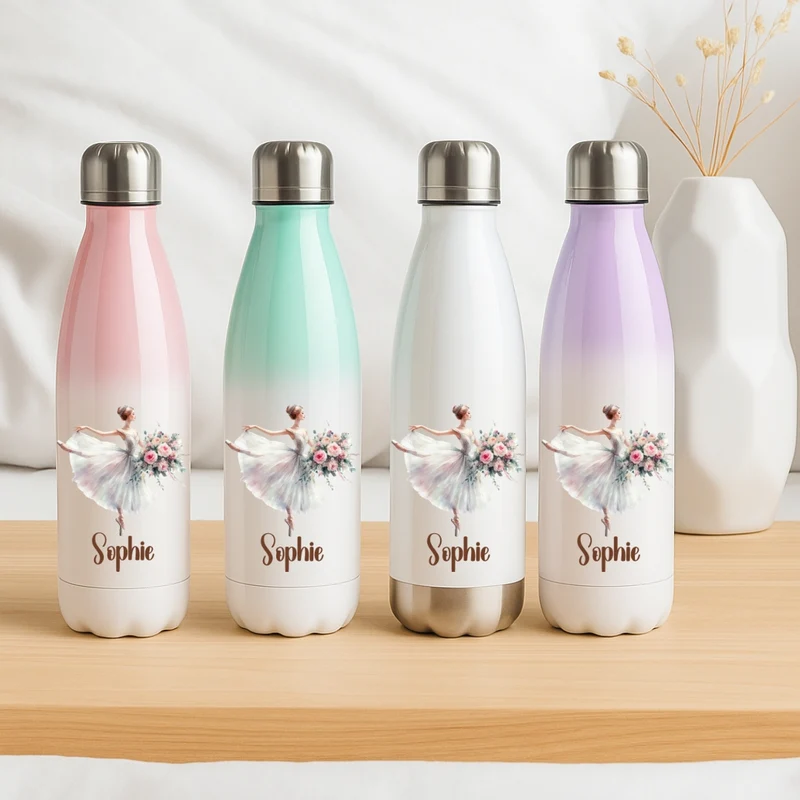 Thermo Trinkflasche 500 ml für Kinder – Ballerina Motiv, Edelstahl & Auslaufsicher
