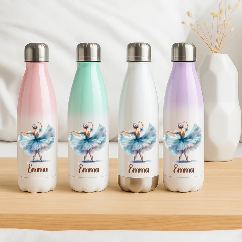 Thermo Trinkflasche 500 ml für Kinder – Ballerina Motiv, Edelstahl & Auslaufsicher