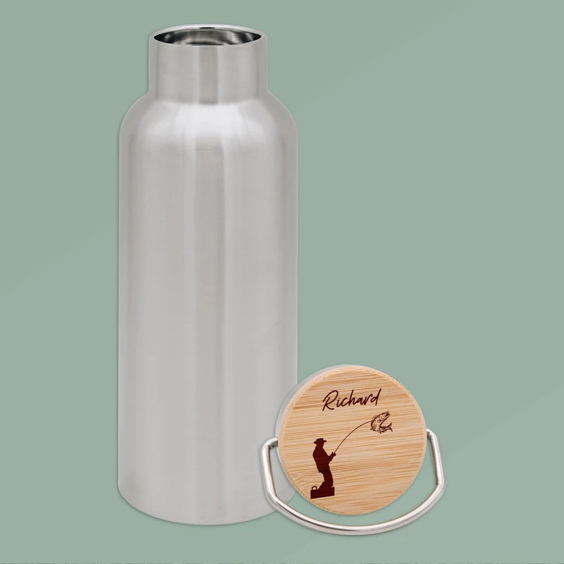 Trinkflasche Edelstahl personalisiert - Angler