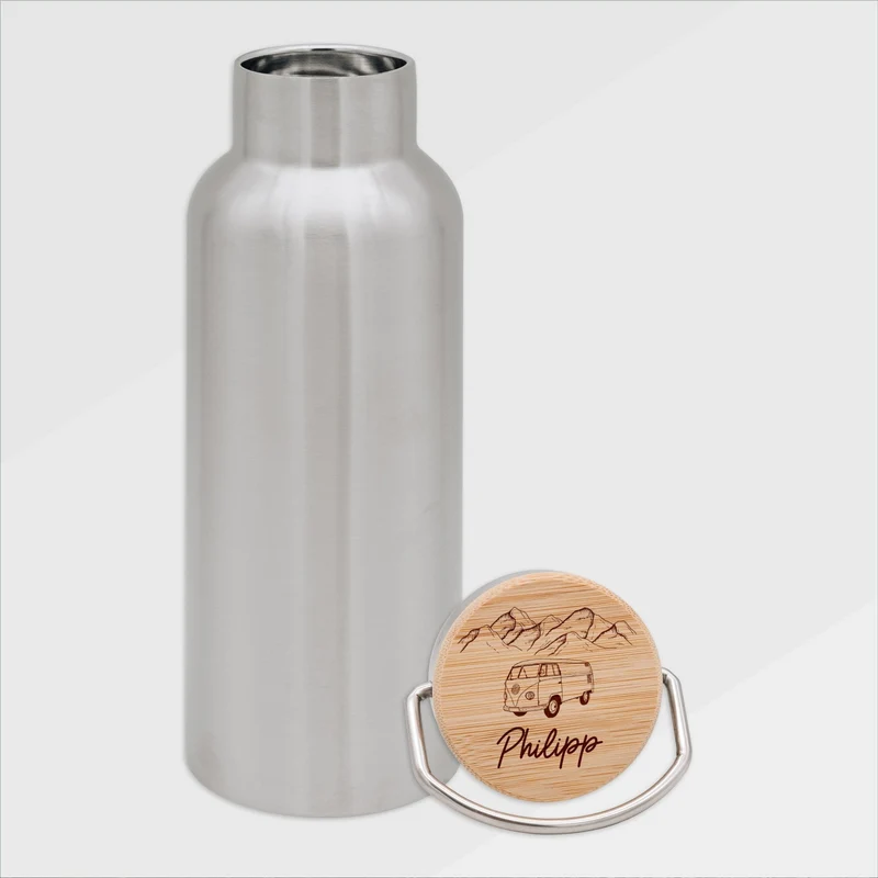 Trinkflasche Edelstahl personalisiert - Bus Berge