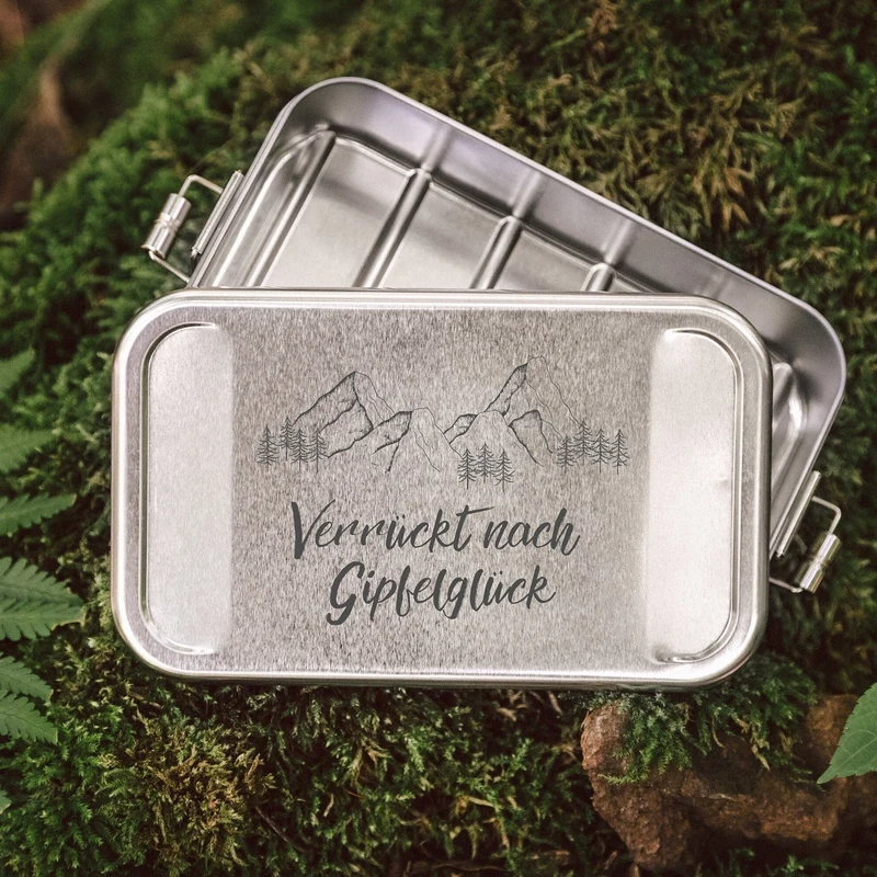Brotdose Edelstahl silber - Verrückt nach Gipfelglück