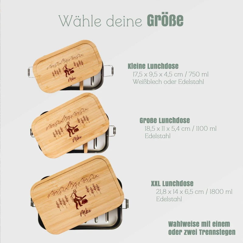 Brotdose Edelstahl personalisiert - Baumfäller