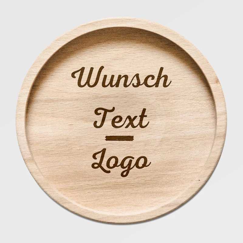 Glasuntersetzer Holz personalisiert - Wunschtext / Logo