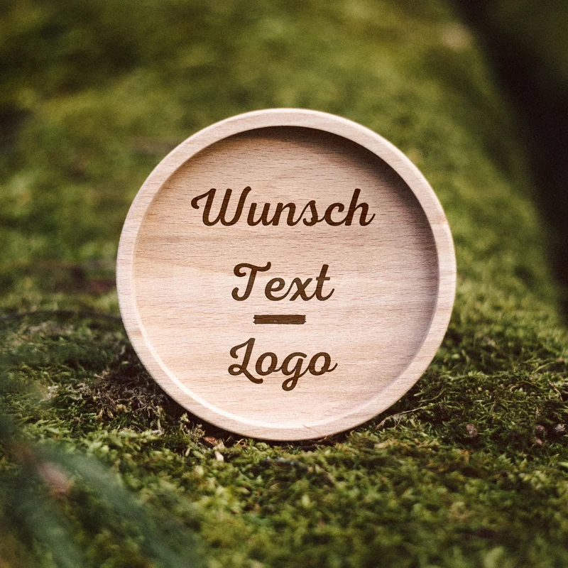 Glasuntersetzer Holz personalisiert - Wunschtext / Logo