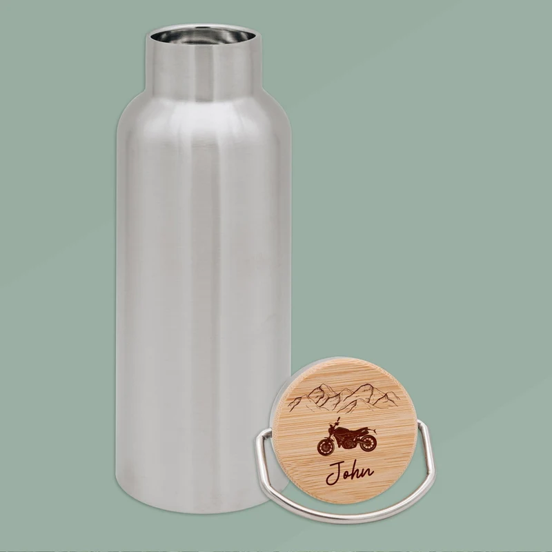 Trinkflasche Edelstahl - Motorrad Berge