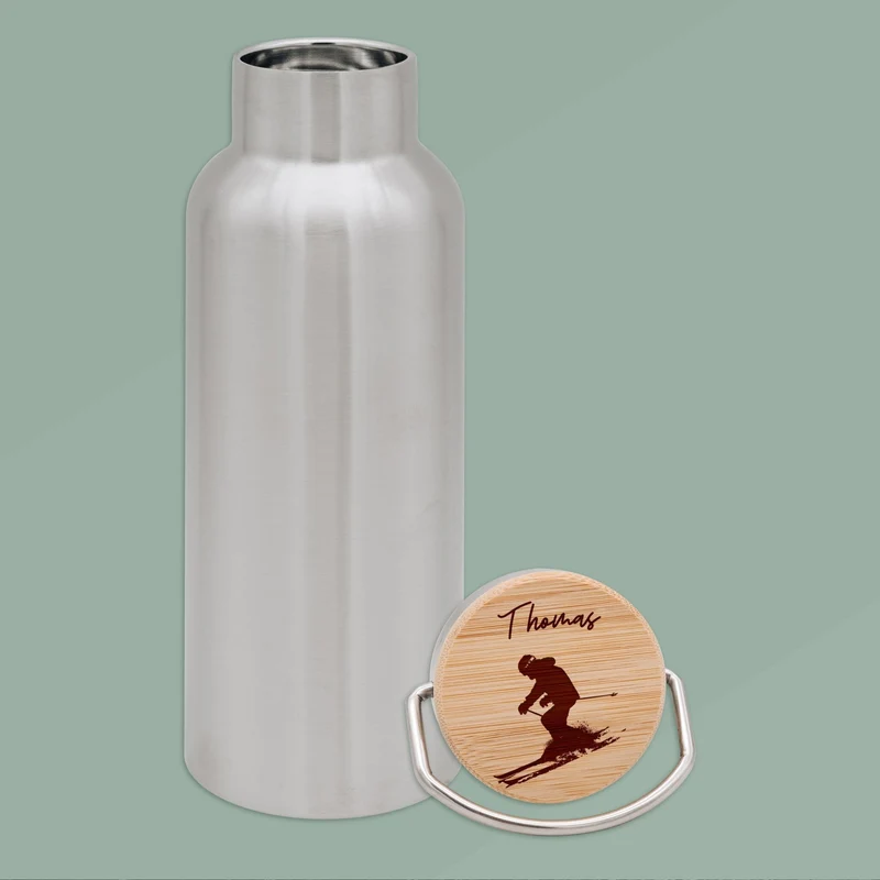 Trinkflasche Edelstahl personalisiert - Ski