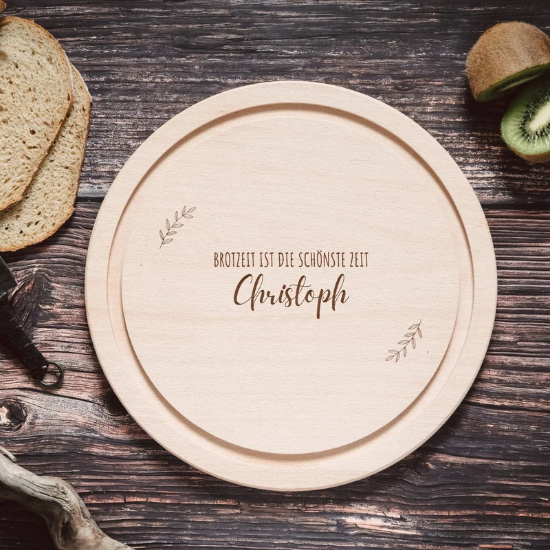 Rundes Holzbrett - Brotzeit schönste Zeit