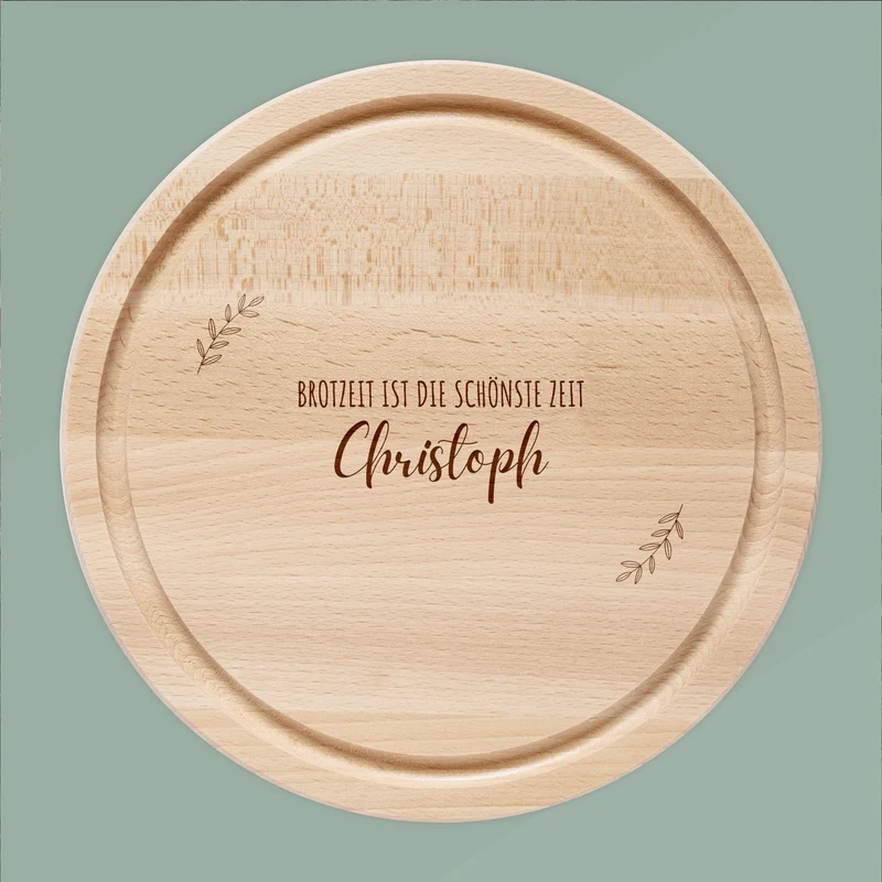 Rundes Holzbrett - Brotzeit schönste Zeit