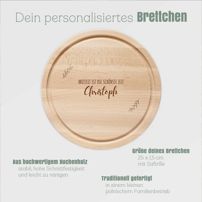 Rundes Holzbrett - Brotzeit schönste Zeit